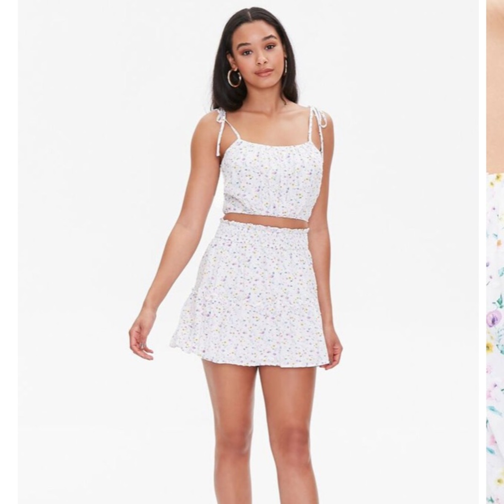 Floral White Crop Top